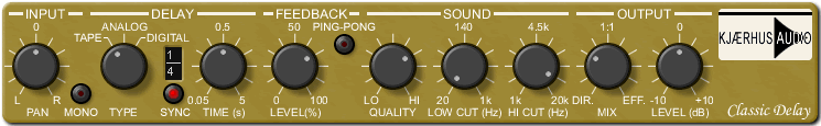Free Classic Delay PC VST Plug-In from Kjaerhus Audio